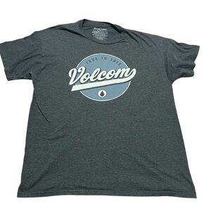 Volcom Charcoal and Blue Logo Tee Size XL Skate Surf Summer Y2K 2000s